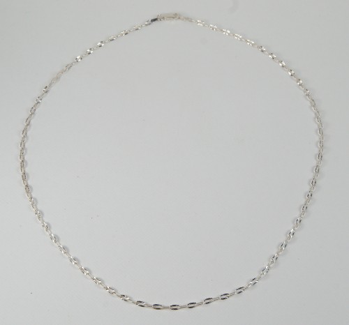 Sterling Silver Oval Daimond Cut Link Necklet 20Inch
